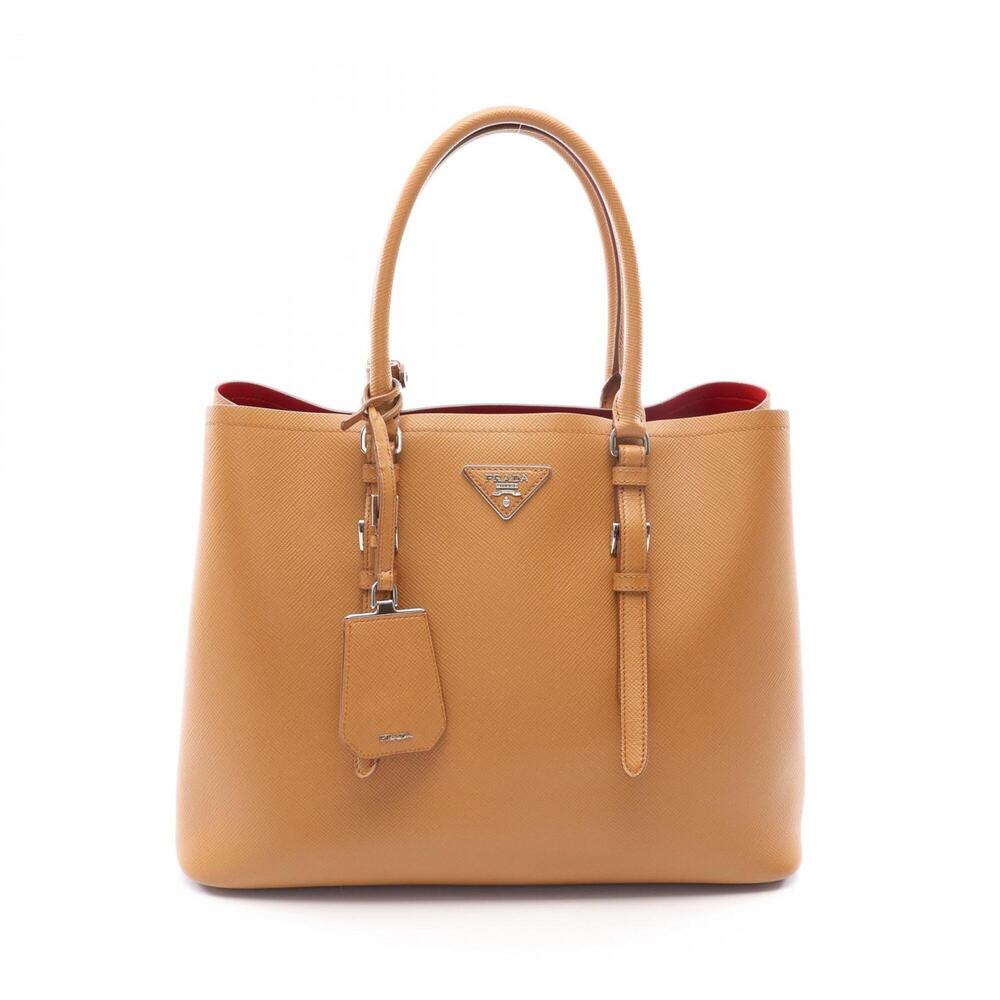 Prada Triangle Logo Tote Bag Handbag Saffiano Leather Women's Brown BN2820